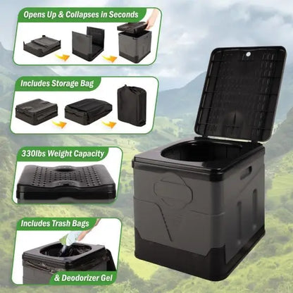 Foldable Camping Toilet 20L, Dry Separating, Campervan Van