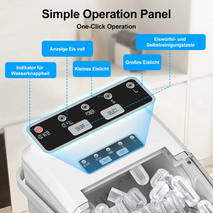 Portable Ice Maker 12kg/24h, Compressor Bullet Cubes RV
