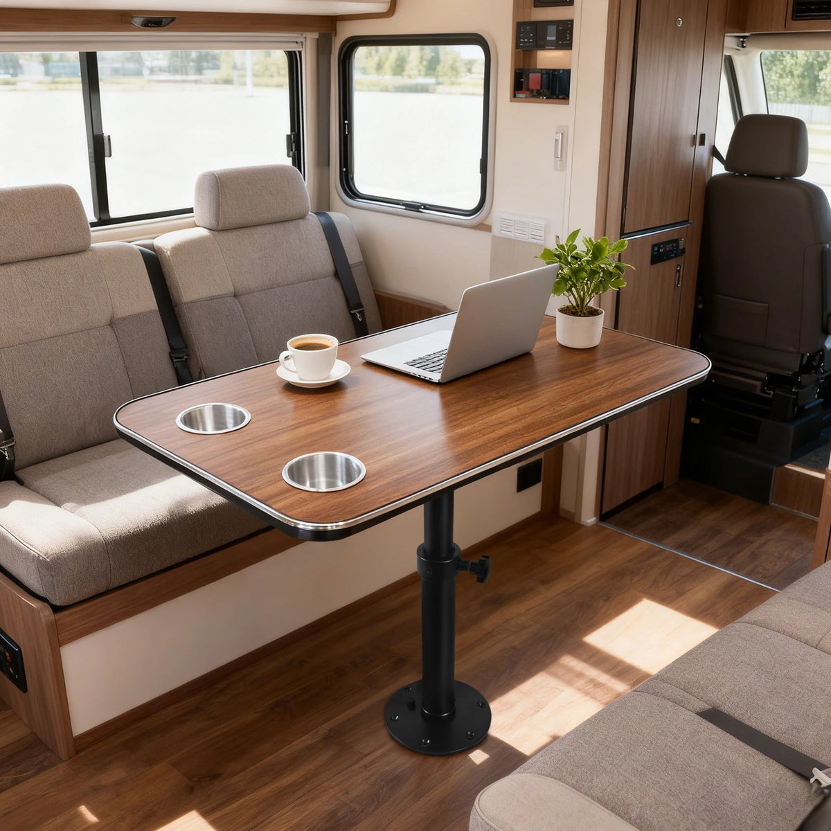 Camper Van Table Kit 80x40cm, Adjustable Leg, Cup Holders