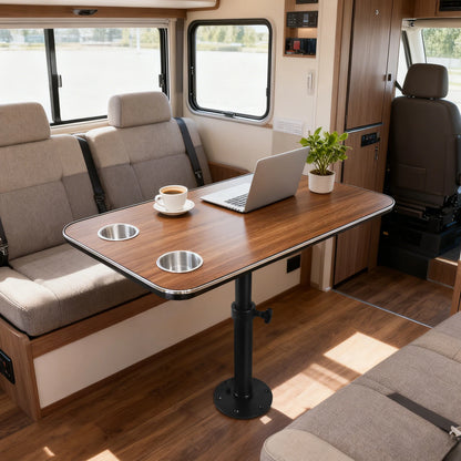 Camper Van Table Kit 80x40cm, Adjustable Leg, Cup Holders