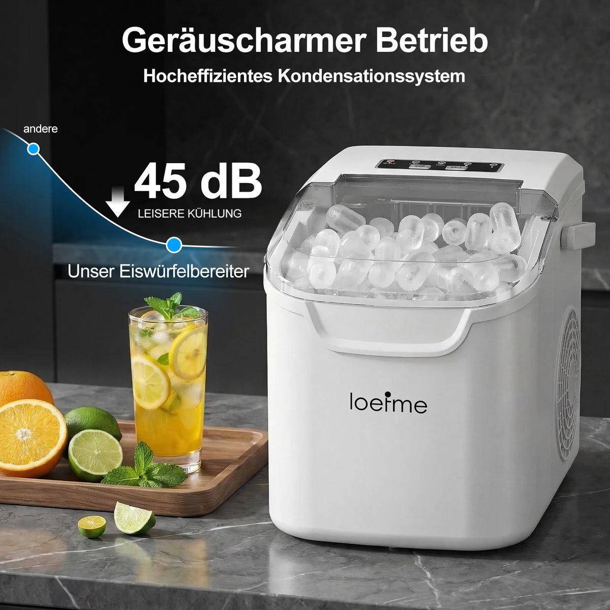 Portable Ice Maker 12kg/24h, Compressor Bullet Cubes RV