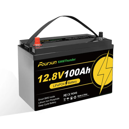 Foursun 12V 100Ah LiFePO4 Leisure Battery 1280Wh, IP67