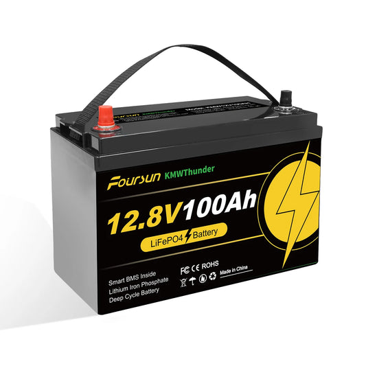 Foursun 12V 100Ah LiFePO4 Leisure Battery 1280Wh, IP67