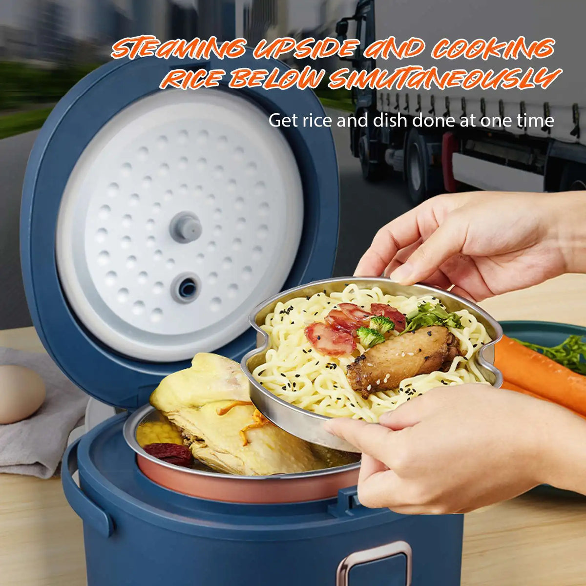 12V Rice Cooker 2L, 200W Car and Mains, EU Adapter