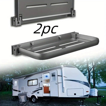 Foldable Wall Shelves 2 Pack Aluminium, No Drill Campervan