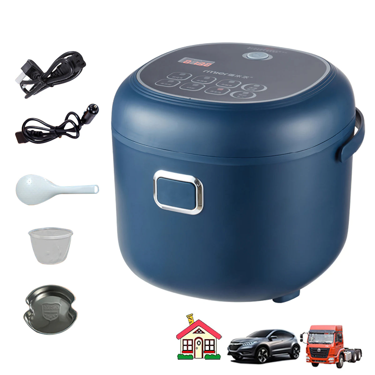 12V Rice Cooker 2L, 200W Car and Mains, EU Adapter