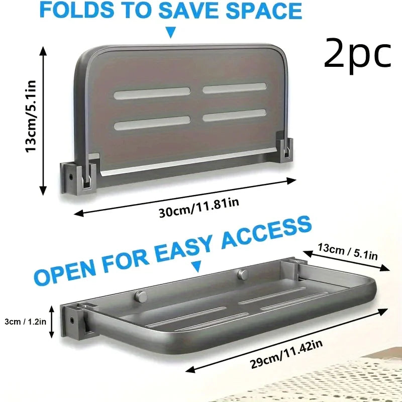Foldable Wall Shelves 2 Pack Aluminium, No Drill Campervan