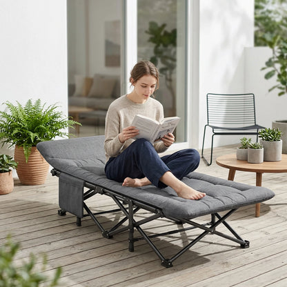 Folding Camping Bed 200kg Steel Frame, Portable Cot, Van