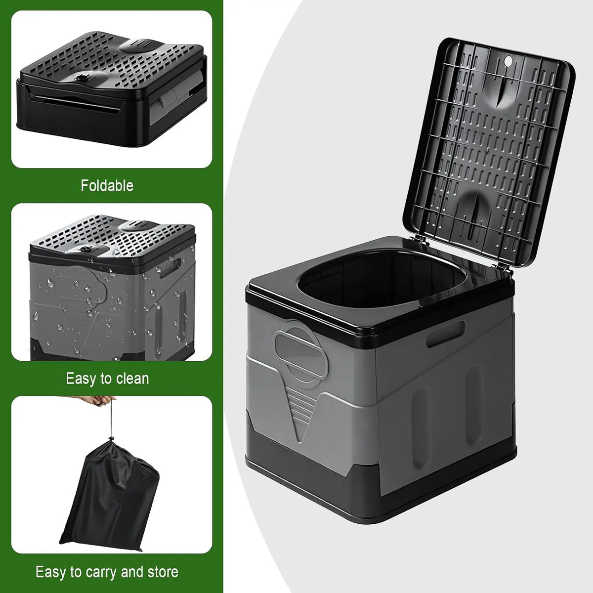 Foldable Camping Toilet 20L, Dry Separating, Campervan Van