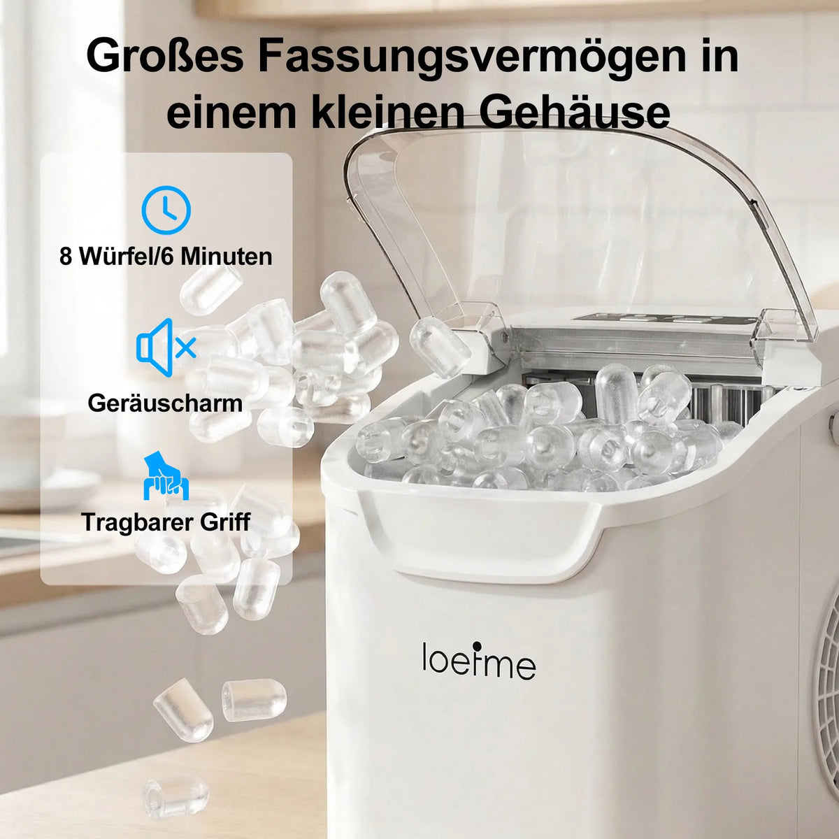 Portable Ice Maker 12kg/24h, Compressor Bullet Cubes RV