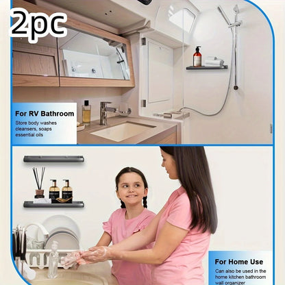 Foldable Wall Shelves 2 Pack Aluminium, No Drill Campervan