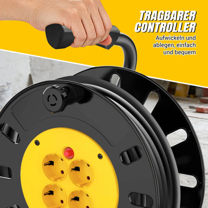 4 Socket Extension Cable Reel 10m or 15m, Campsite Hook Up