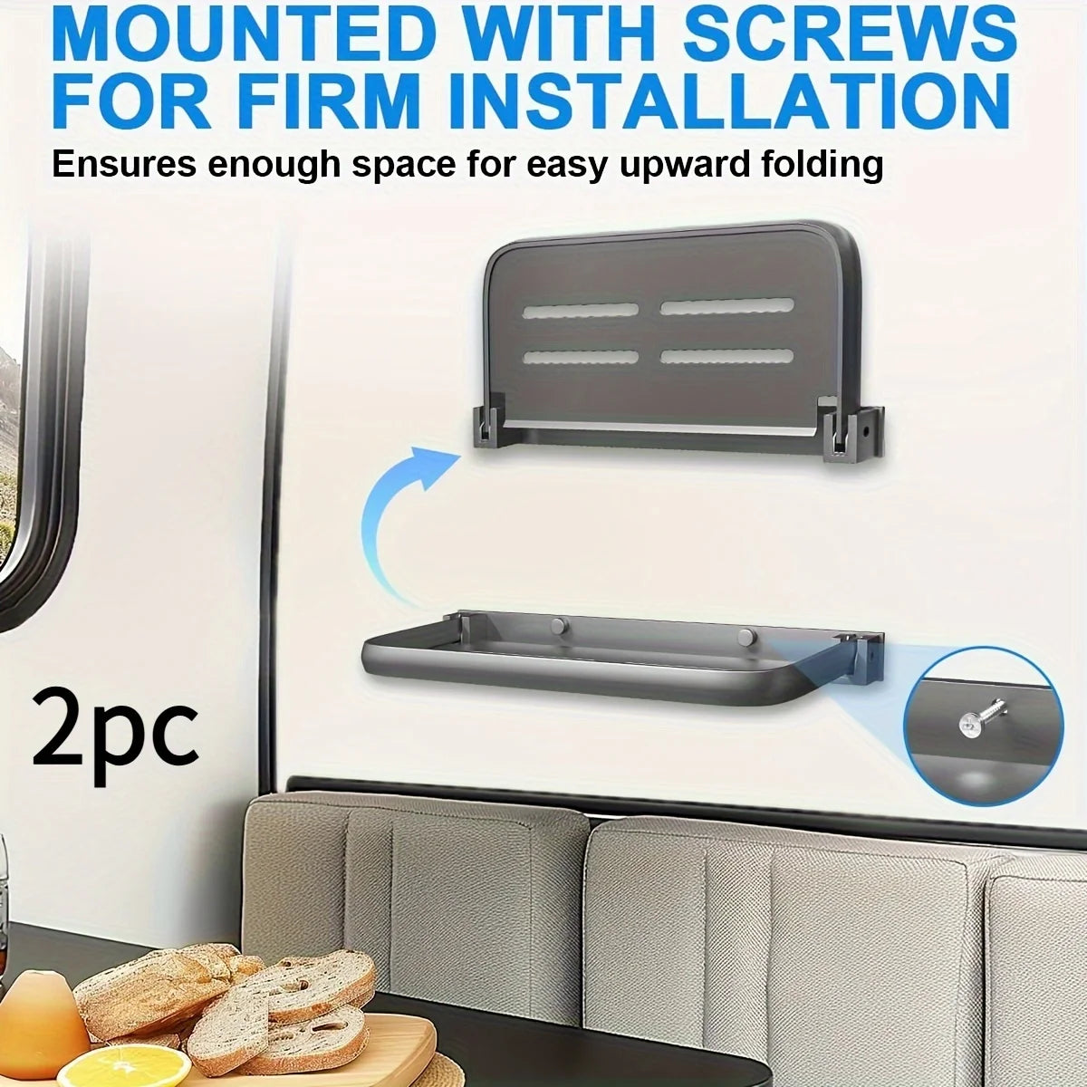 Foldable Wall Shelves 2 Pack Aluminium, No Drill Campervan
