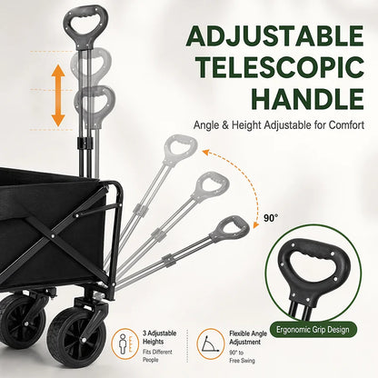 Foldable Camping Wagon 171L 150kg, All-Terrain Trolley Cart