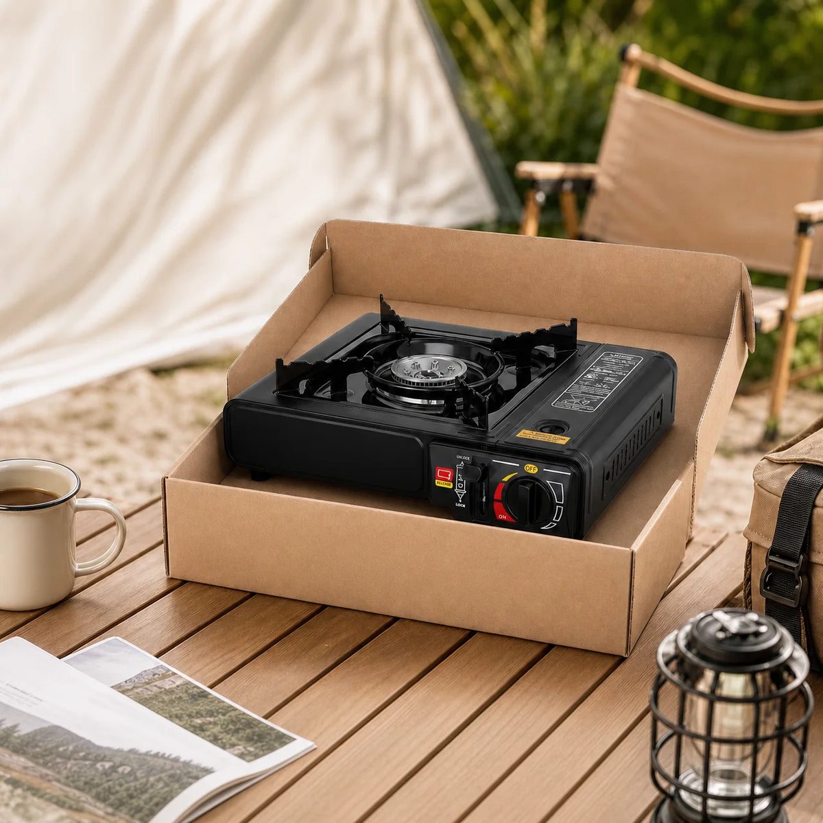 Portable Butane Gas Stove 2.4kW, Single Burner, Camping