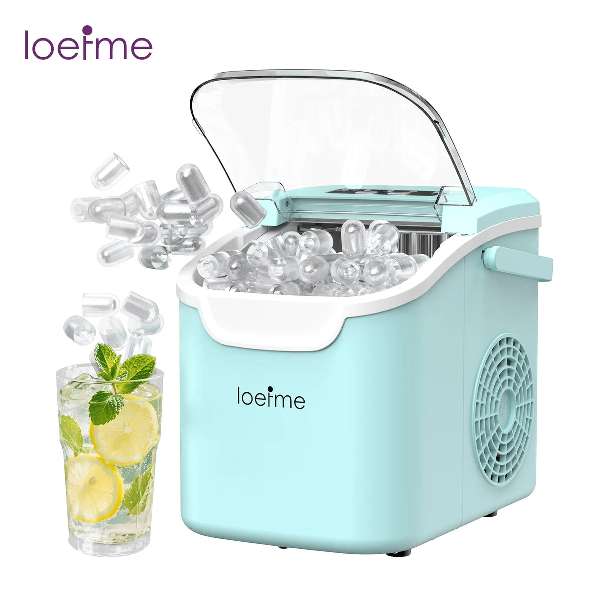 Portable Ice Maker 12kg/24h, Compressor Bullet Cubes RV