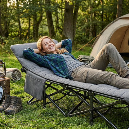 Folding Camping Bed 200kg Steel Frame, Portable Cot, Van