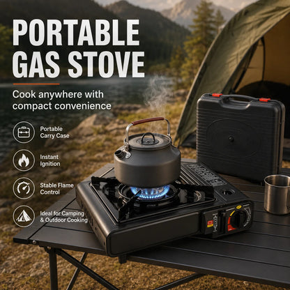 Portable Butane Gas Stove 2.4kW, Single Burner, Camping