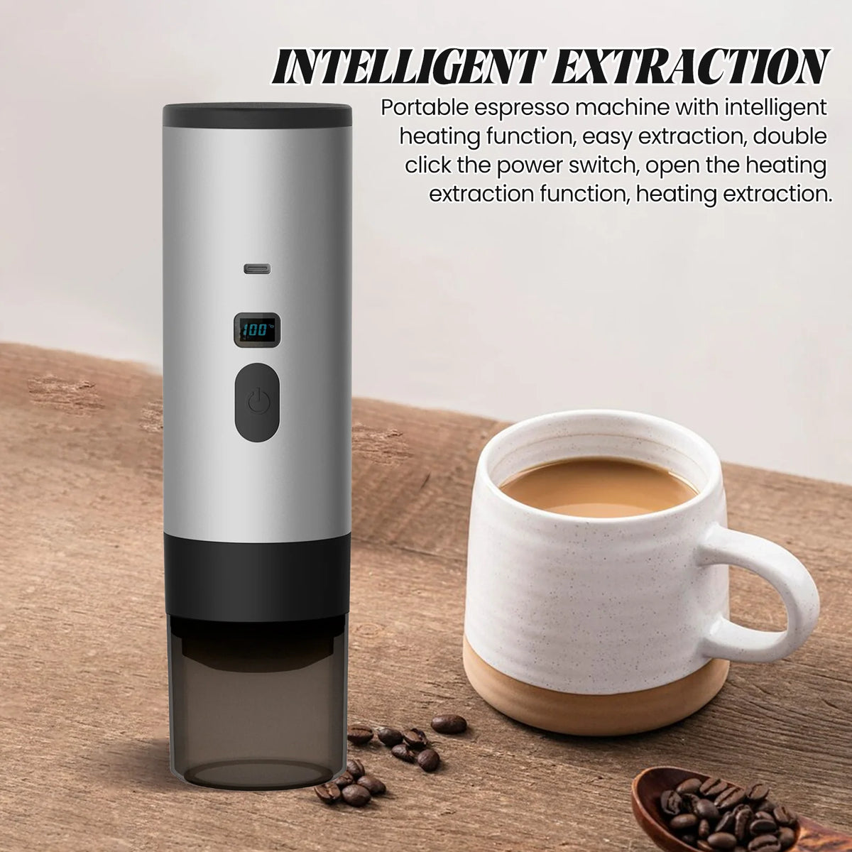 Portable Espresso Maker 20Bar Rechargeable, Capsule, Ground
