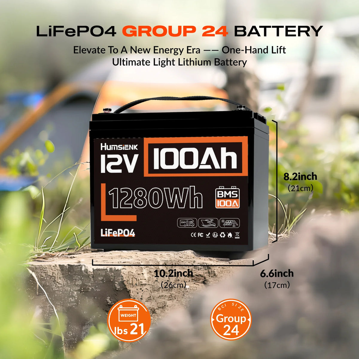 Humsienk LiFePO4 Leisure Battery 12V 100Ah, Campervan RV