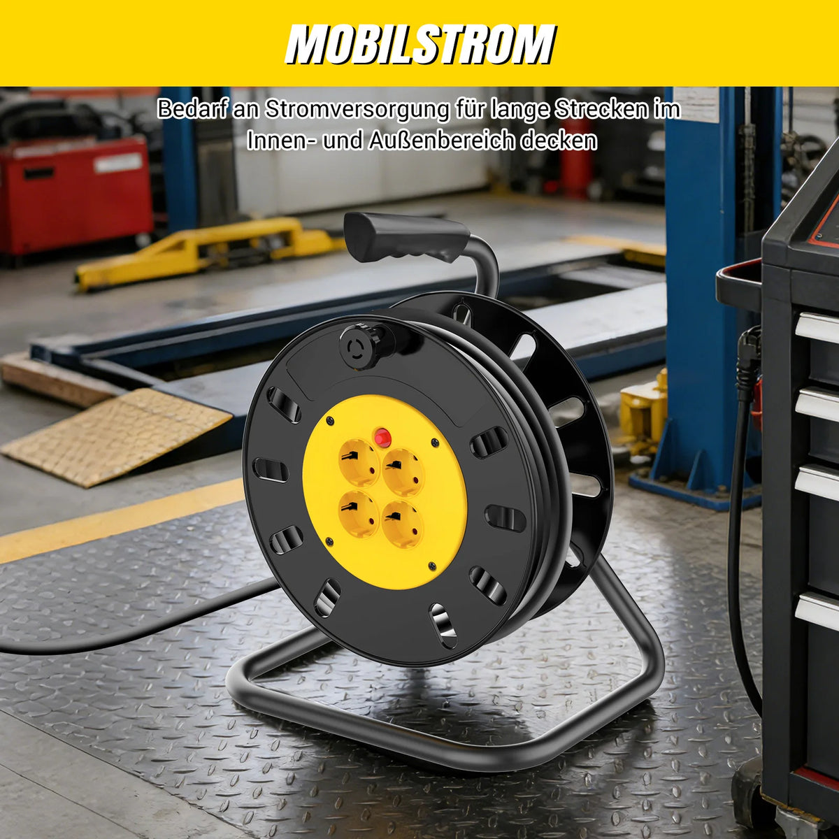 4 Socket Extension Cable Reel 10m or 15m, Campsite Hook Up