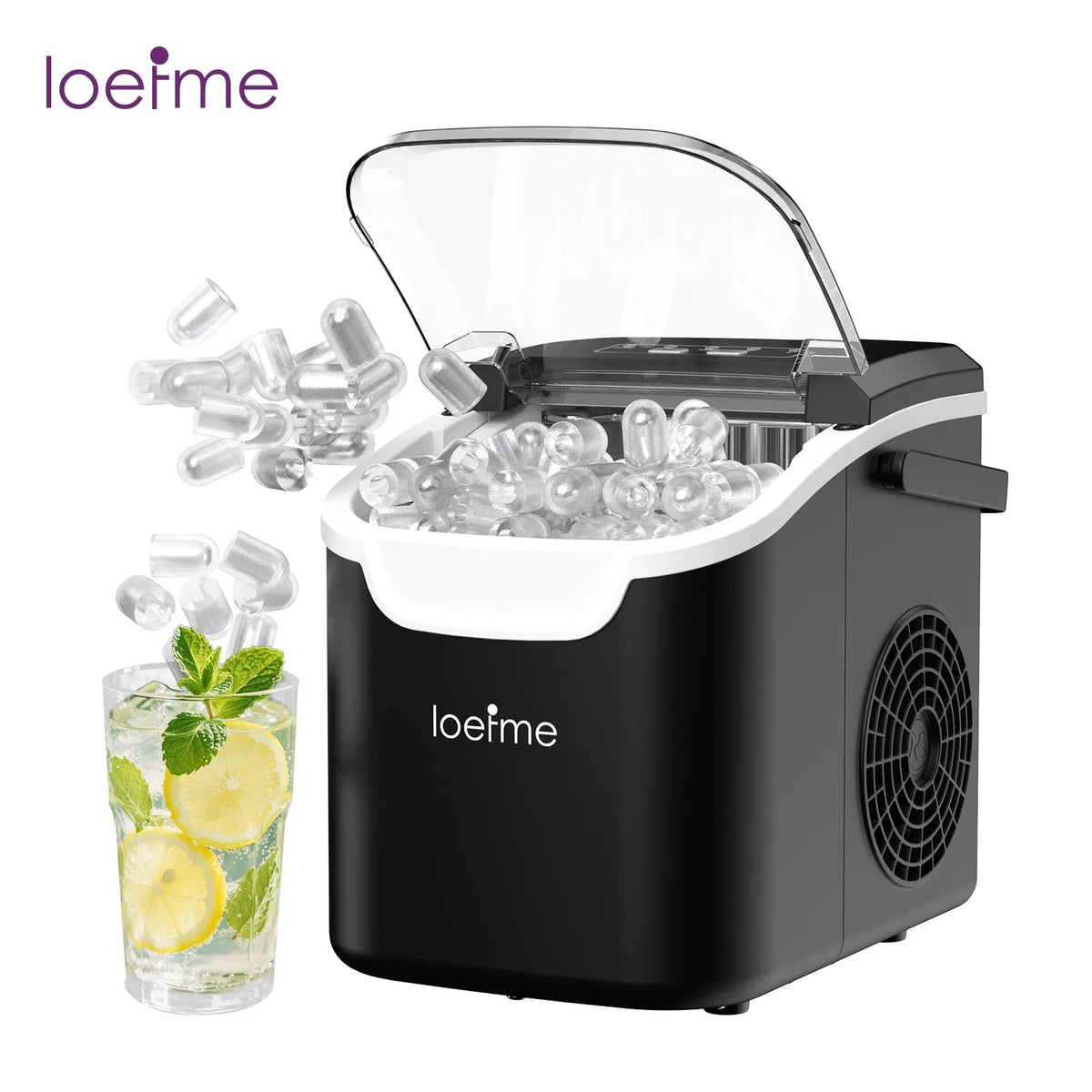 Portable Ice Maker 12kg/24h, Compressor Bullet Cubes RV