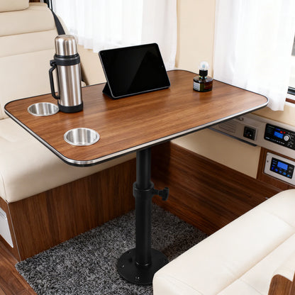 Camper Van Table Kit 80x40cm, Adjustable Leg, Cup Holders