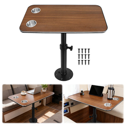 Camper Van Table Kit 80x40cm, Adjustable Leg, Cup Holders
