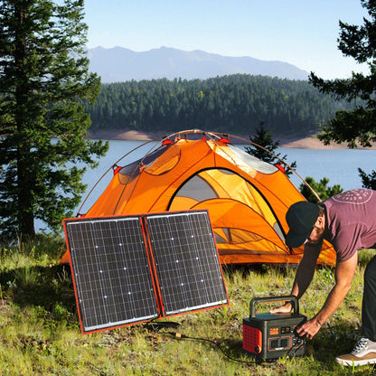 100W Foldable Solar Panel Kit 2x50W, Controller, Camping