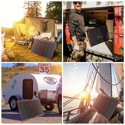 100W Foldable Solar Panel Kit 2x50W, Controller, Camping