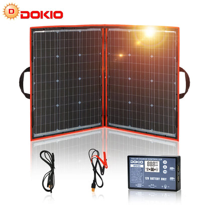 100W Foldable Solar Panel Kit 2x50W, Controller, Camping
