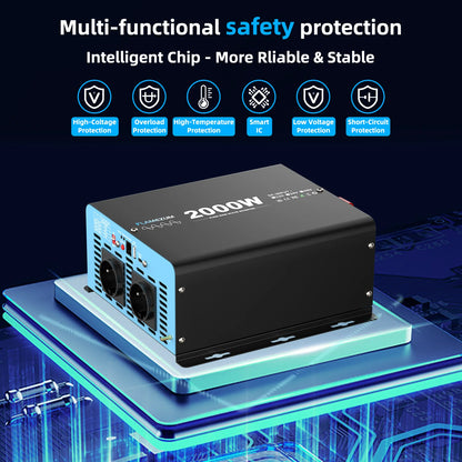 2000W Pure Sine Wave Inverter 12V 230V EU Socket, Van