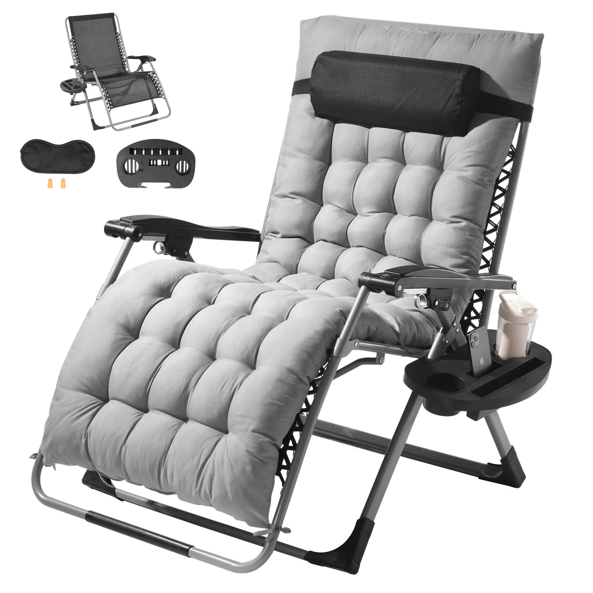Zero Gravity Lounge Chair, Folding Recliner with Cushion