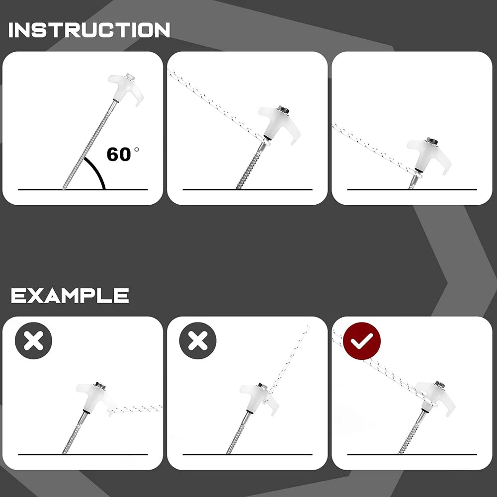 Screw In Tent Pegs 20pcs, Glow in the Dark, Awning Stakes