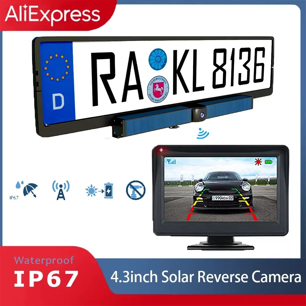 Solar Wireless Reversing Camera 4.3in Monitor, Motorhome RV