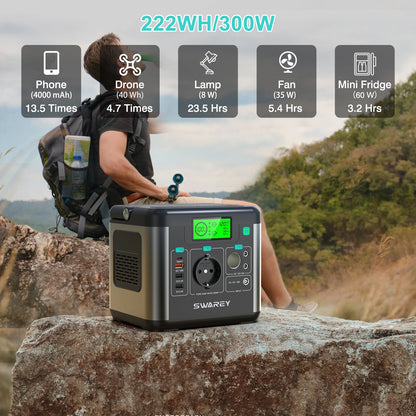 SWAREY S160 Power Station 222Wh 300W, Pure Sine Wave