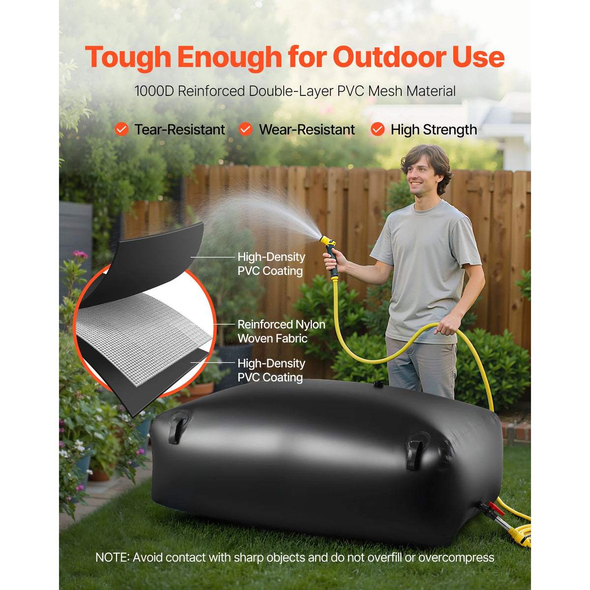 Collapsible Water Bladder 113L or 132L, 1000D PVC Tank