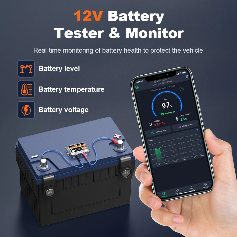 ANCEL BM200 Bluetooth 12V Battery Monitor, App, Campervan