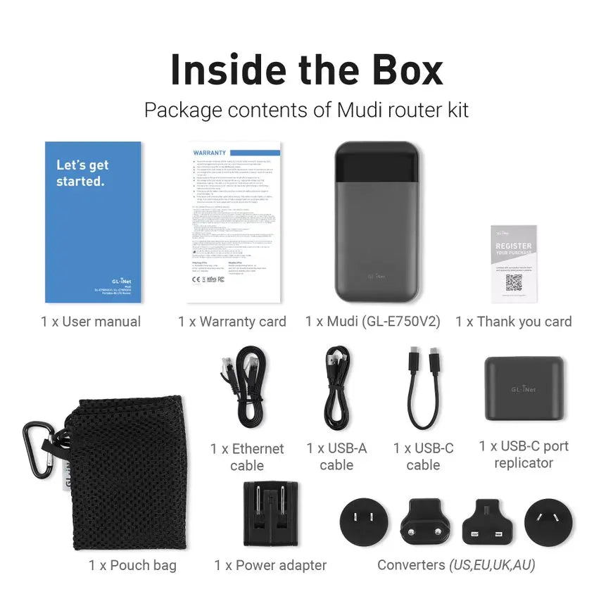 GL.iNet Mudi 4G LTE Travel Router, VPN WiFi Hotspot, Van