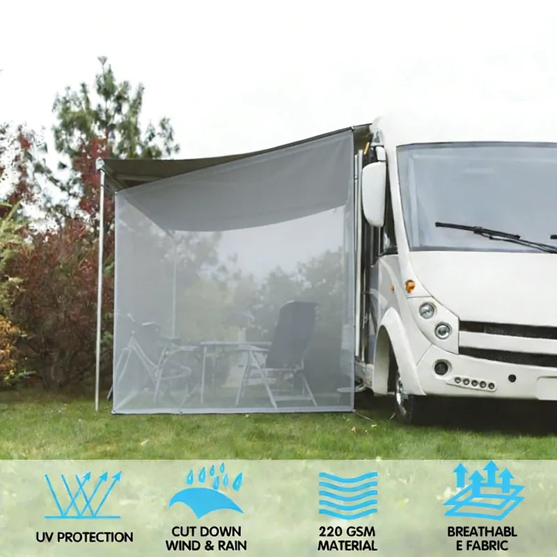Awning Side Screen 9x7ft, Mesh Privacy Sunshade, Caravan RV
