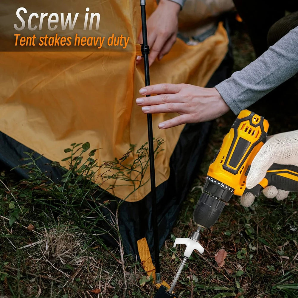Screw In Tent Pegs 20pcs, Glow in the Dark, Awning Stakes