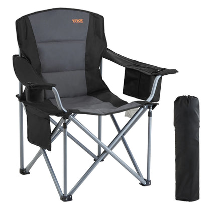 Padded Folding Camping Chair, Pockets, 600D Oxford, 350lb
