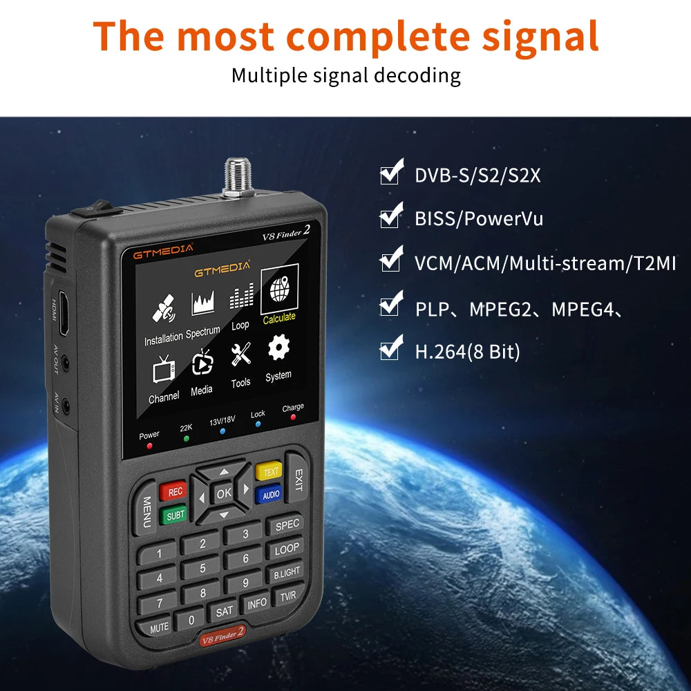 GTMEDIA V8 Finder2 Satellite Signal Meter, DVB-S2X
