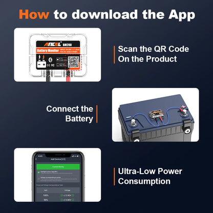ANCEL BM200 Bluetooth 12V Battery Monitor, App, Campervan