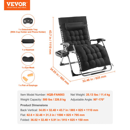 Zero Gravity Lounge Chair, Folding Recliner with Cushion