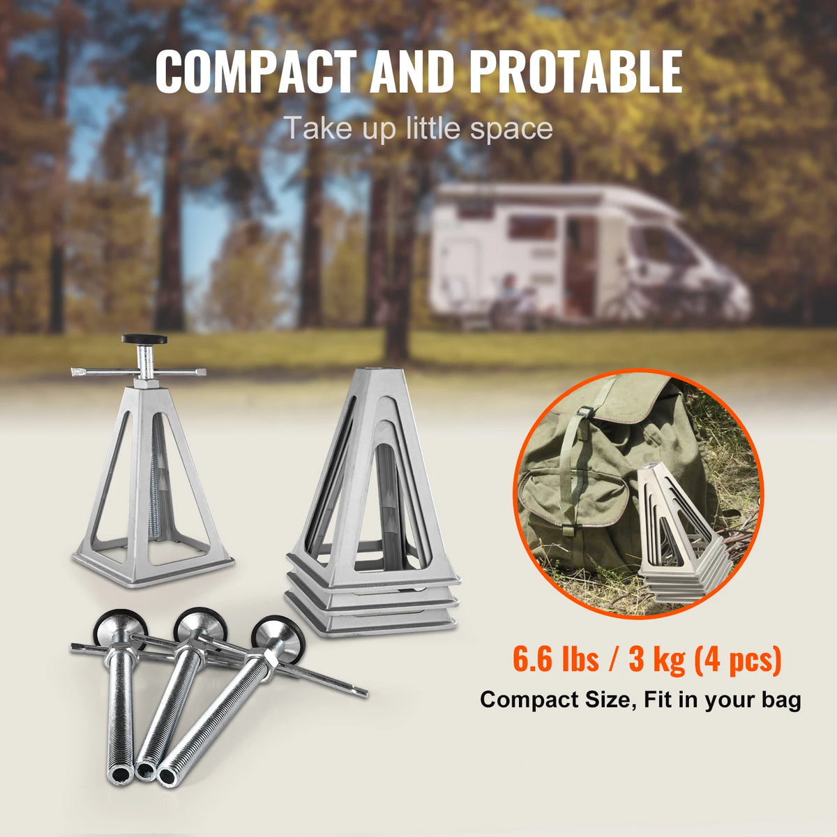 RV Stabiliser Jacks 4-Pack, Aluminium, 280 to 435mm
