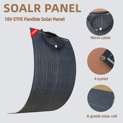 100W Flexible Solar Panel 18V ETFE, Campervan Van Roof