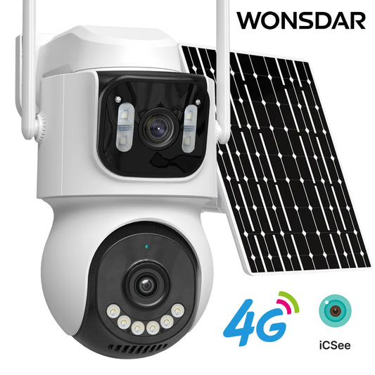 4G Solar Security Camera, SIM Card, 355° Pan, Night Vision