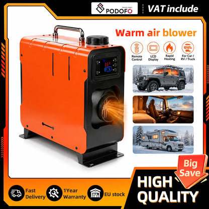 8kW Diesel Air Heater 12V 24V LCD Remote, Campervan