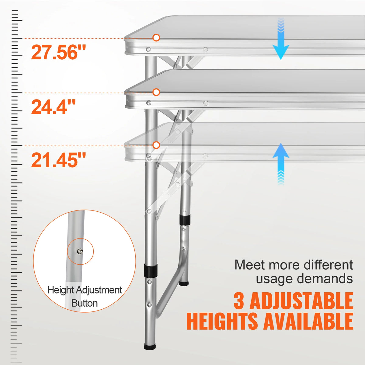 Folding Camping Kitchen Table 3 Height, Aluminium Cooker